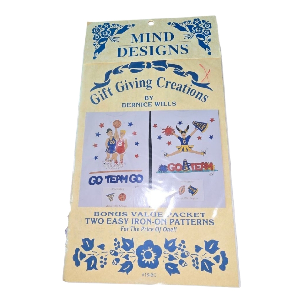 90s Vintage Basketball Cheer Leading Sports‎ Iron-On Pattern Set New